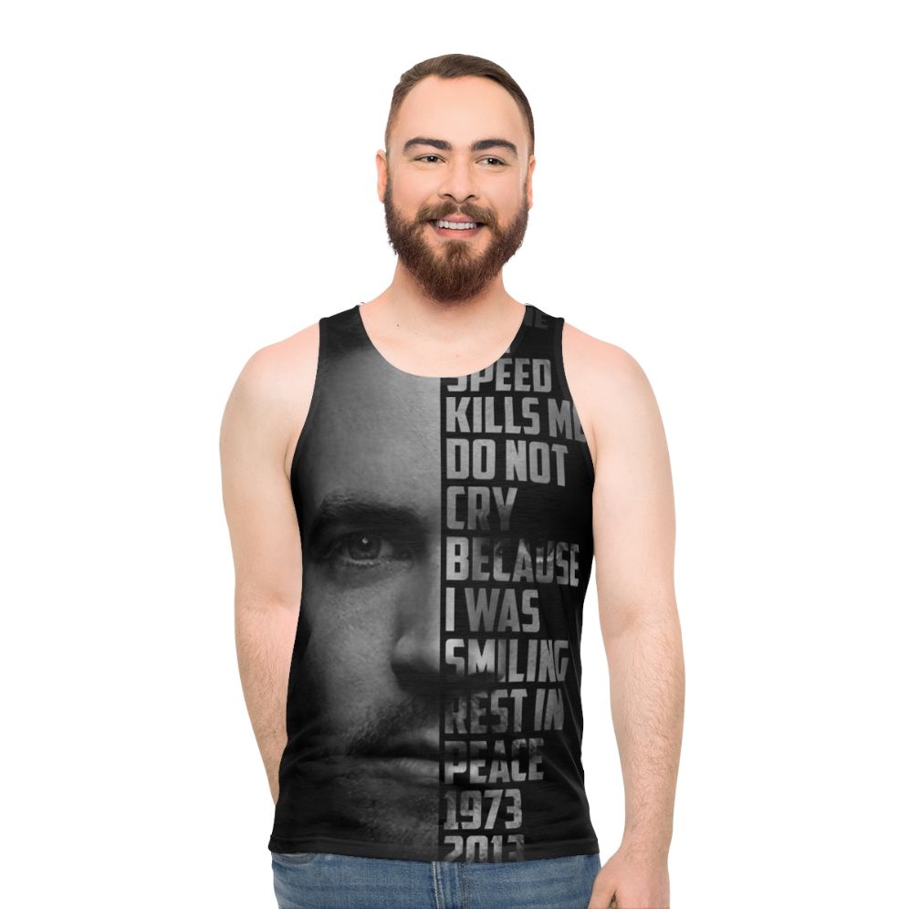 Paul Walker text portrait graphic tank top
