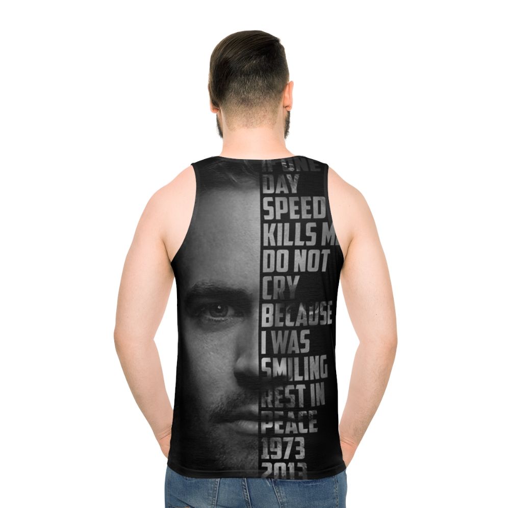 Paul Walker text portrait graphic tank top