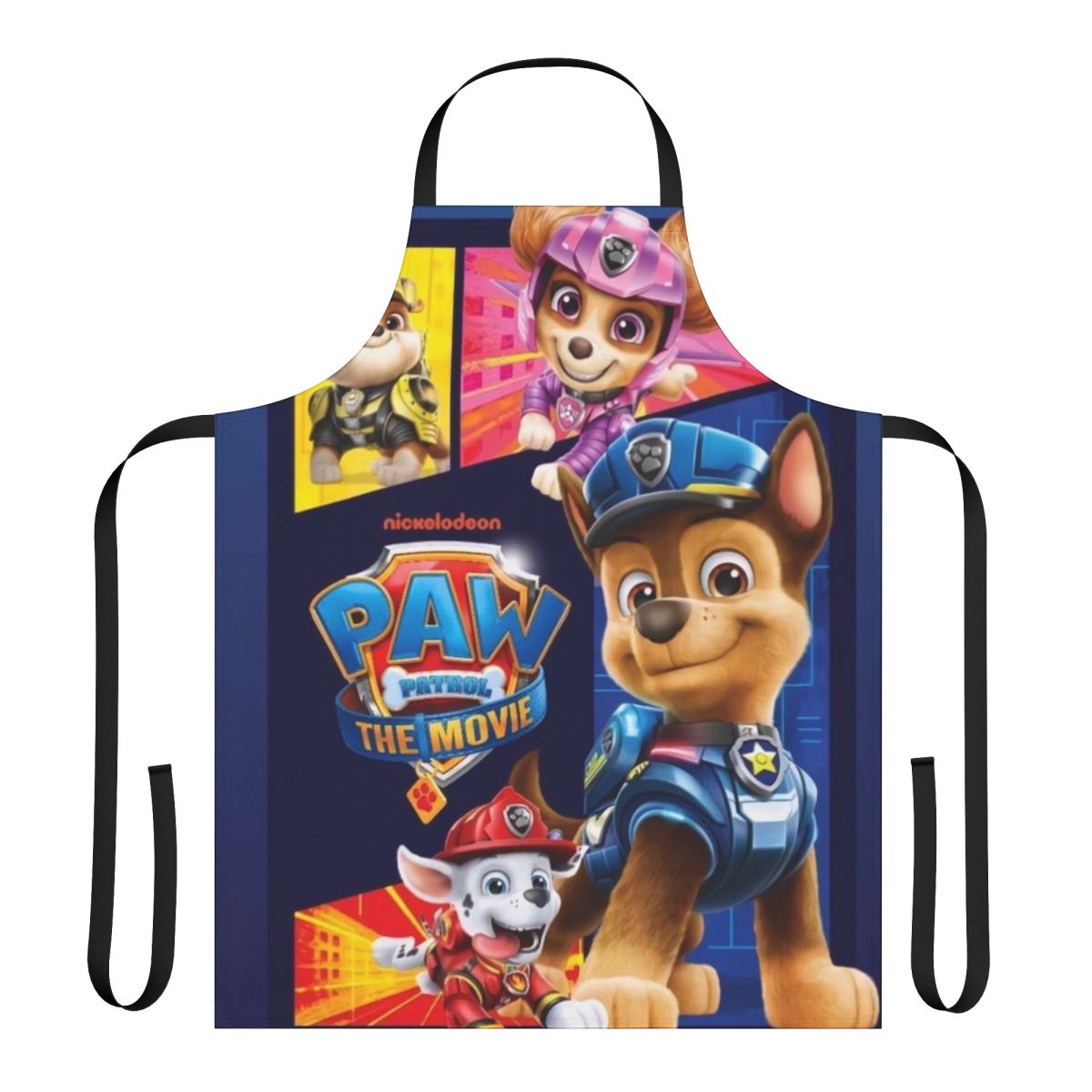 Paw Patrol themed apron featuring characters from the popular cartoon show
