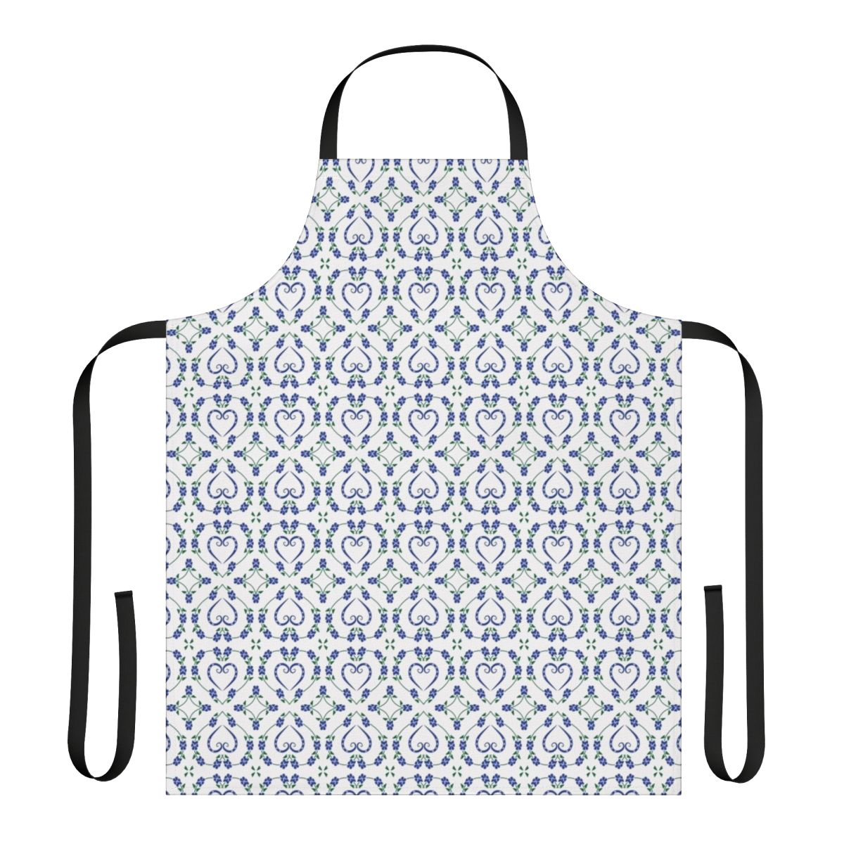 Pawprint Heart Floral Dog Apron with a blue background