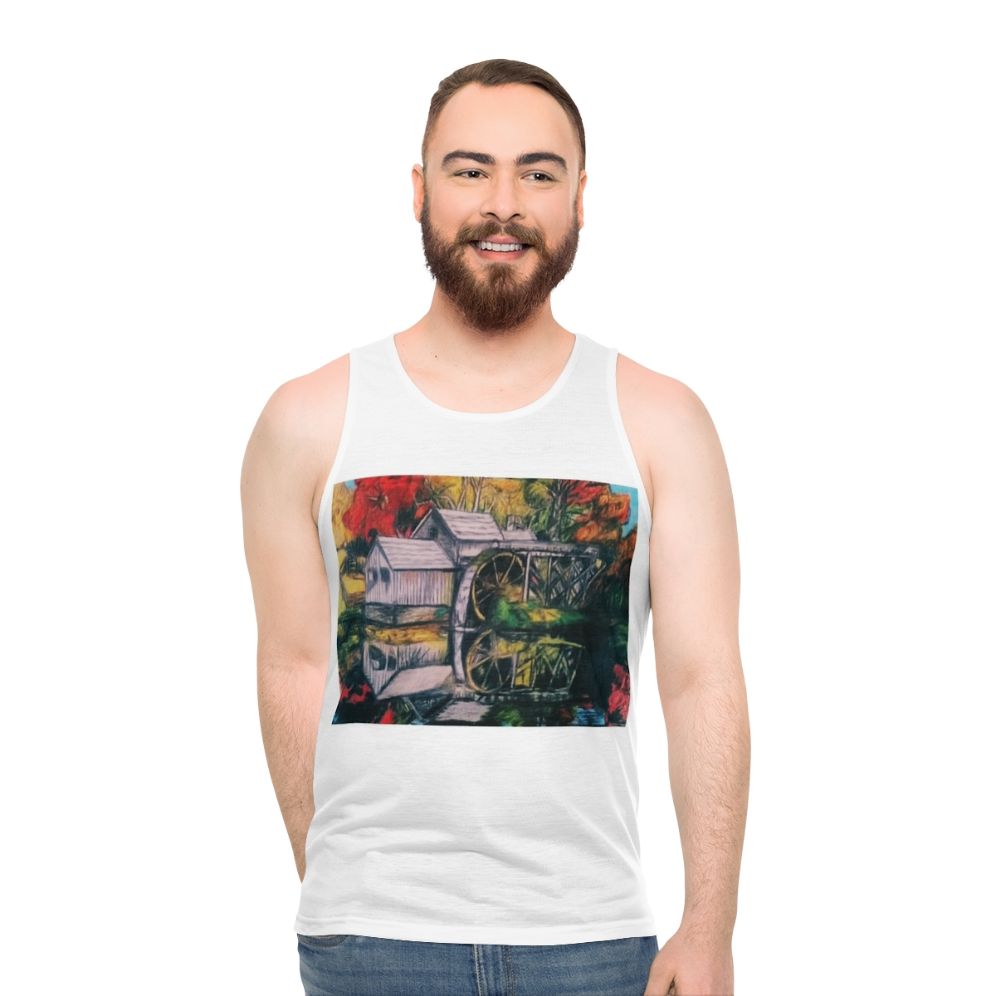Unisex tank top with nature landscape design