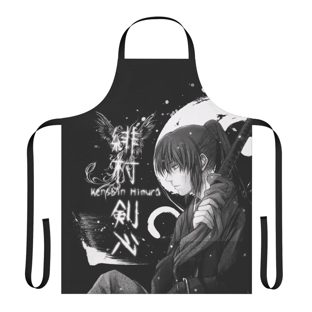 Quiet Snow Apron with Japanese Kanji and Samurai Motifs