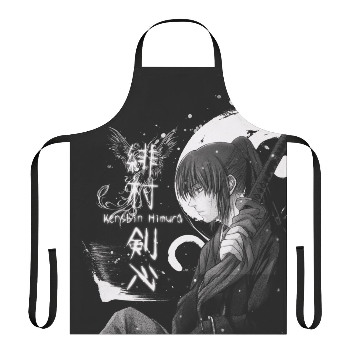 Quiet Snow Apron with Japanese Kanji and Samurai Motifs