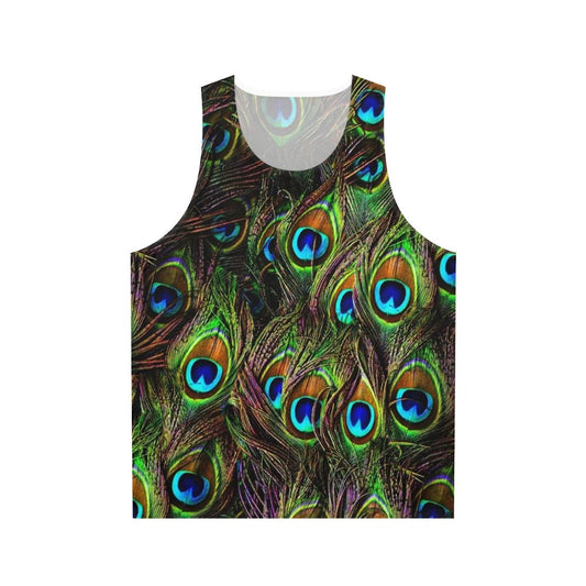 Colorful peacock feather unisex tank top