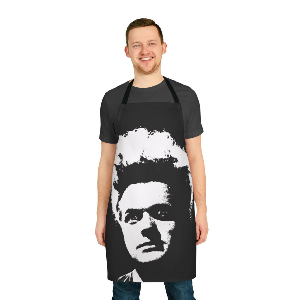 A striking apron featuring surreal and avant-garde imagery, perfect for fans of David Lynch and other cult directors.