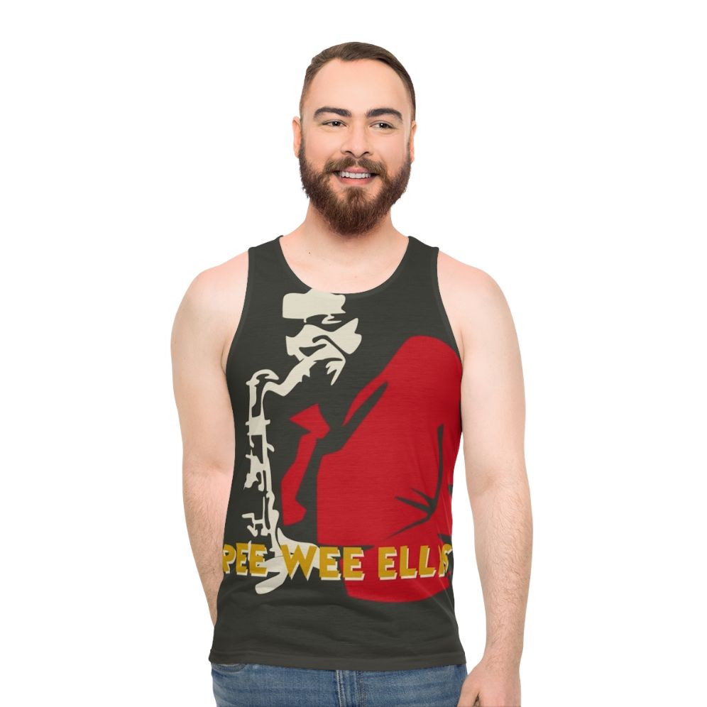 Pee Wee Ellis minimalist portrait on unisex tank top