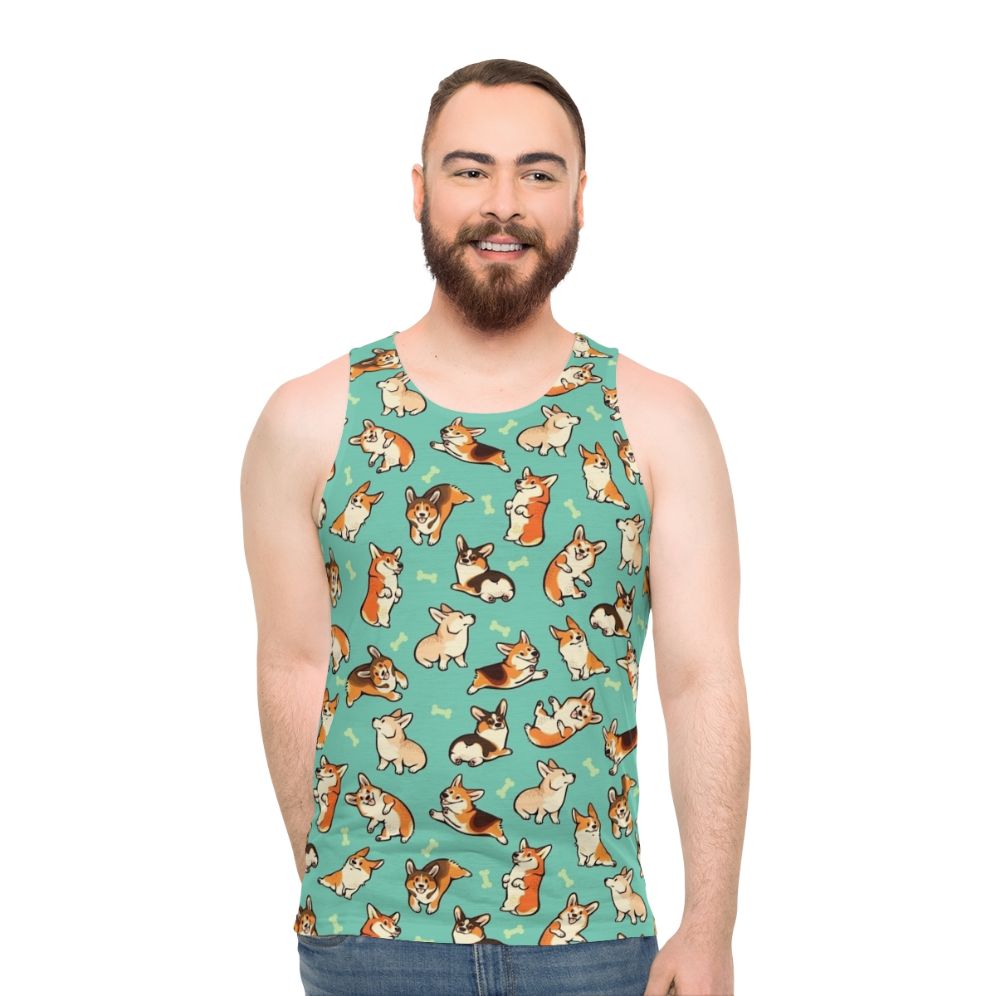 Pembroke Welsh Corgi Lovers Unisex Green Tank Top