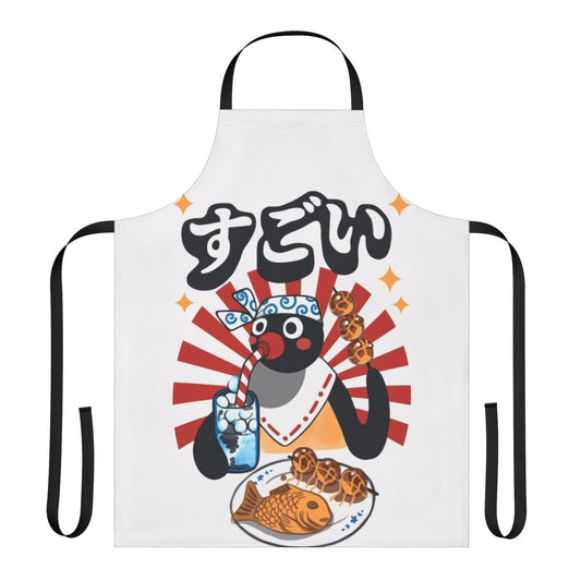 Penguin-themed apron with a fun, retro-inspired design