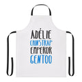Penguin-themed apron featuring adélie, chinstrap, emperor, and gentoo penguins