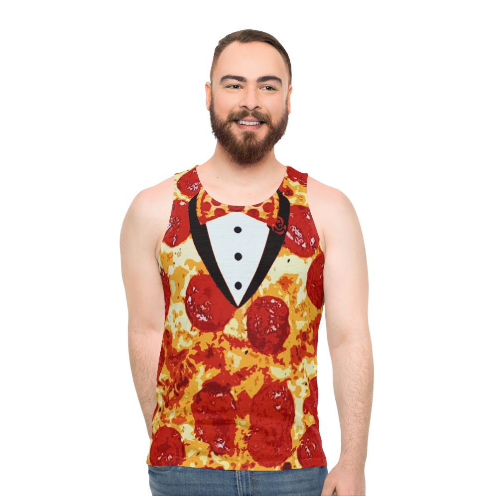 Pepperoni pizza tuxedo unisex tank top