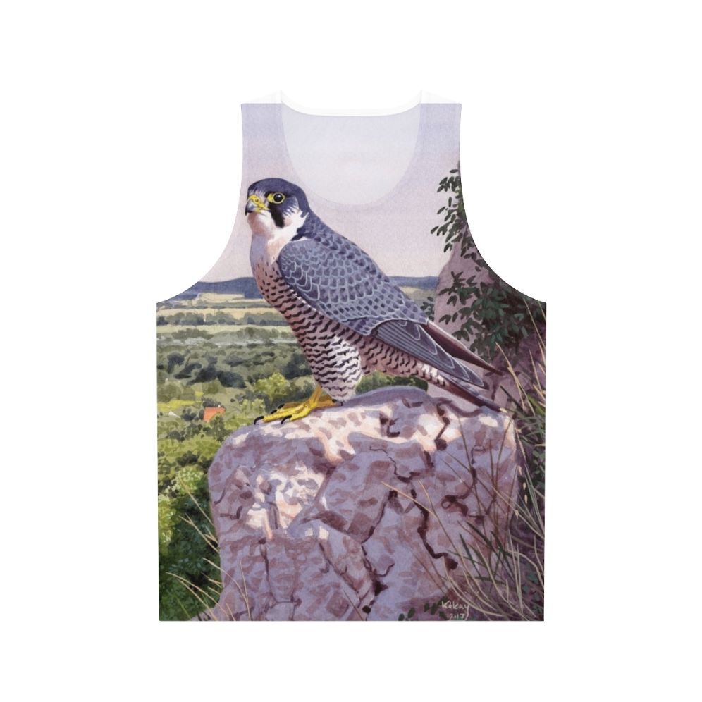 Peregrine falcon illustrated on a unisex tank top