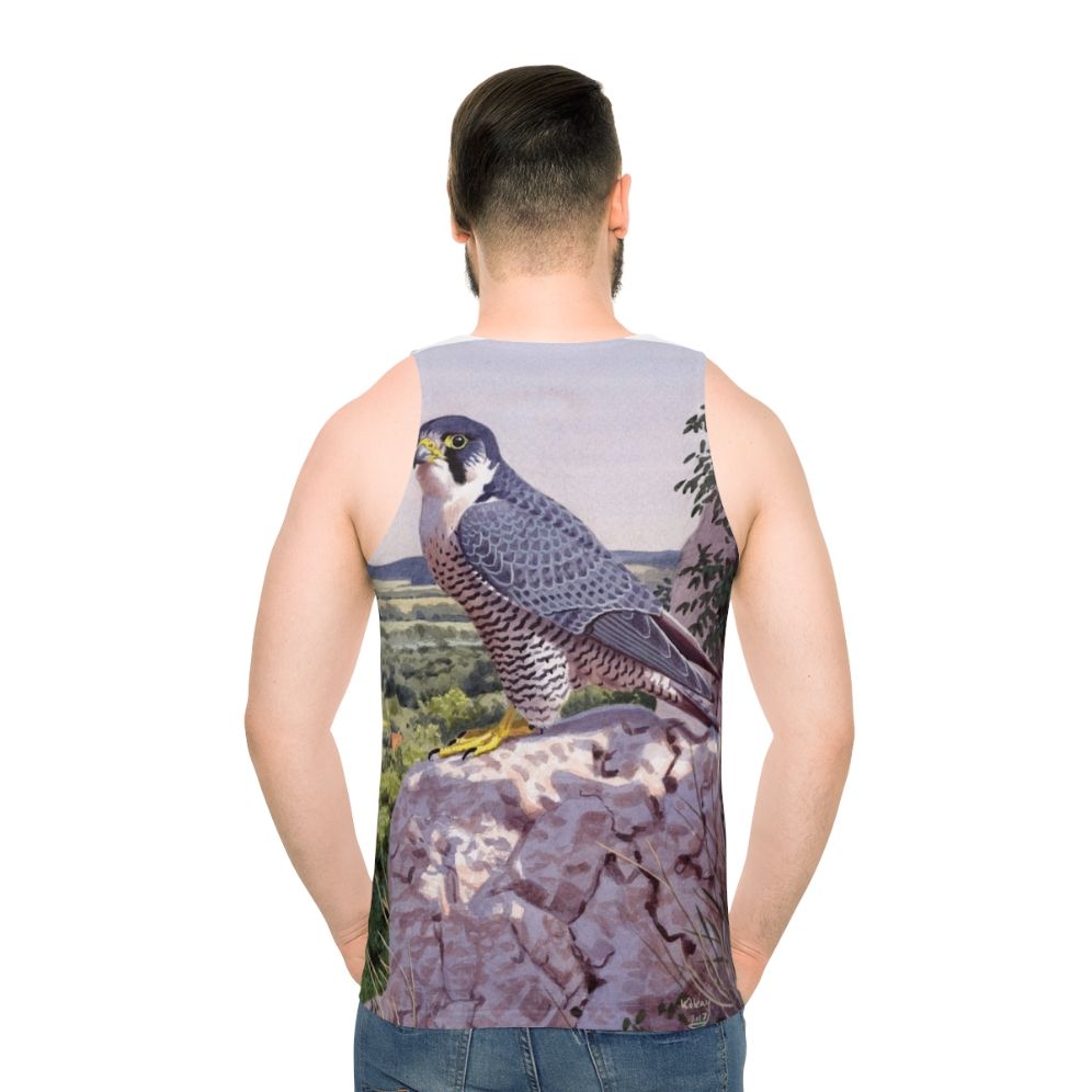 Peregrine falcon illustrated on a unisex tank top