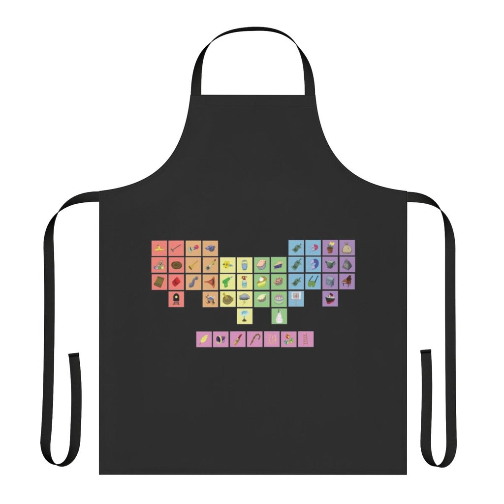 Periodic table of elements design printed on a high-quality apron