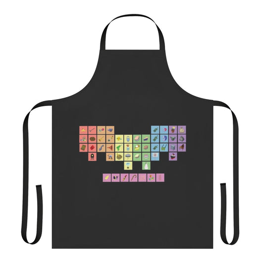 Periodic table of elements design printed on a high-quality apron