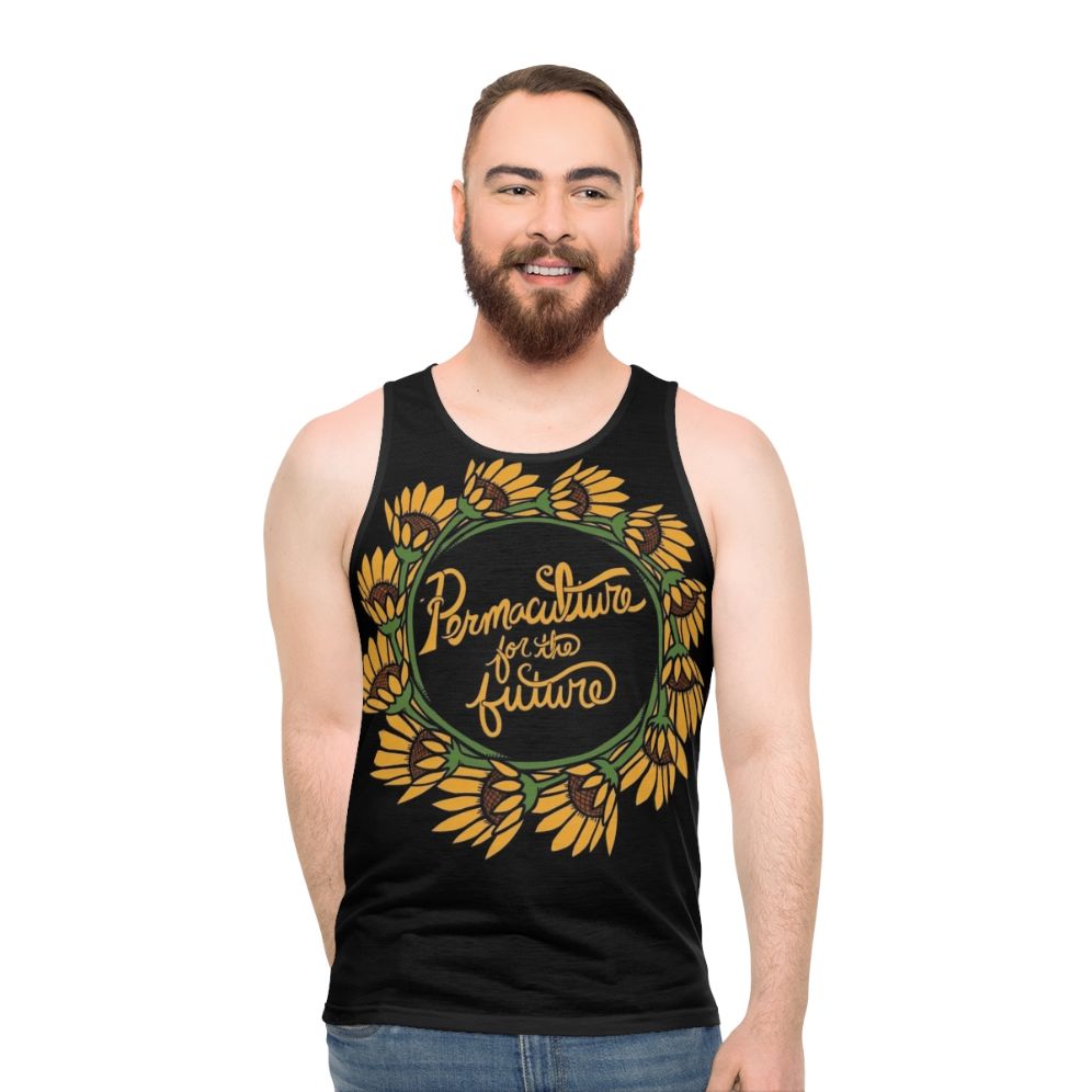 Permaculture unisex tank top for eco-friendly gardeners