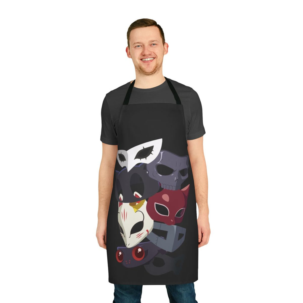 Persona 5 inspired apron featuring the Phantom Thieves logo and characters