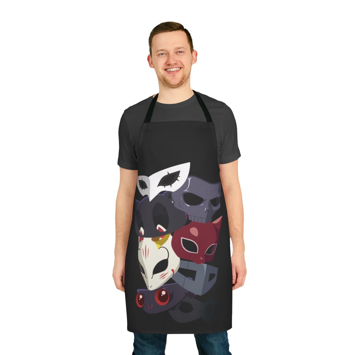 Persona 5 inspired apron featuring the Phantom Thieves logo and characters