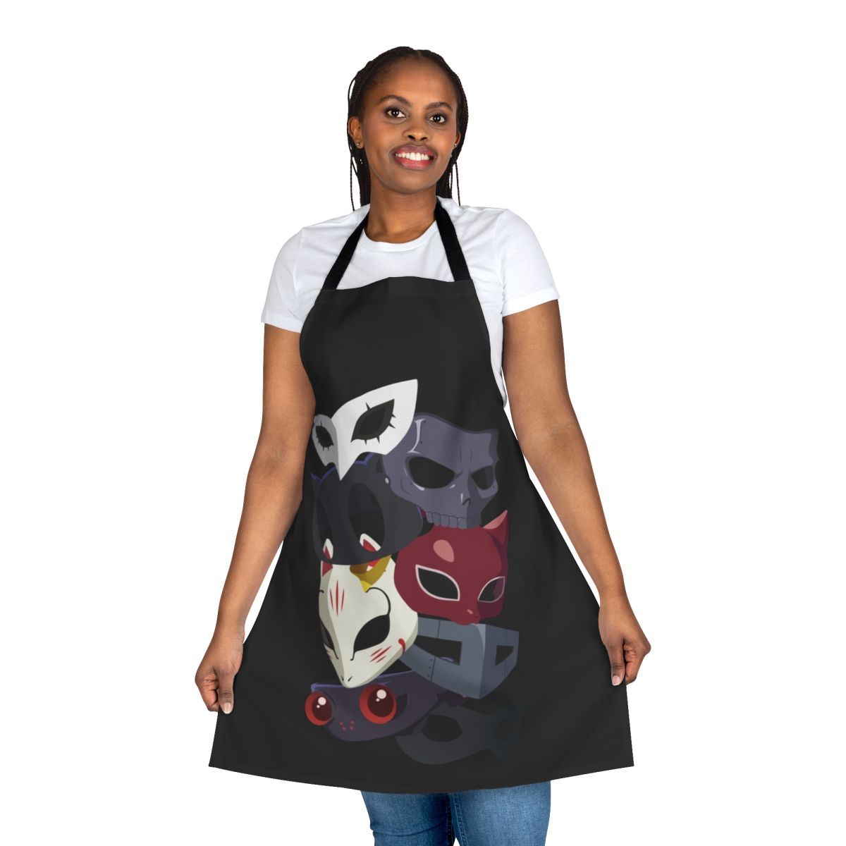 Persona 5 inspired apron featuring the Phantom Thieves logo and characters