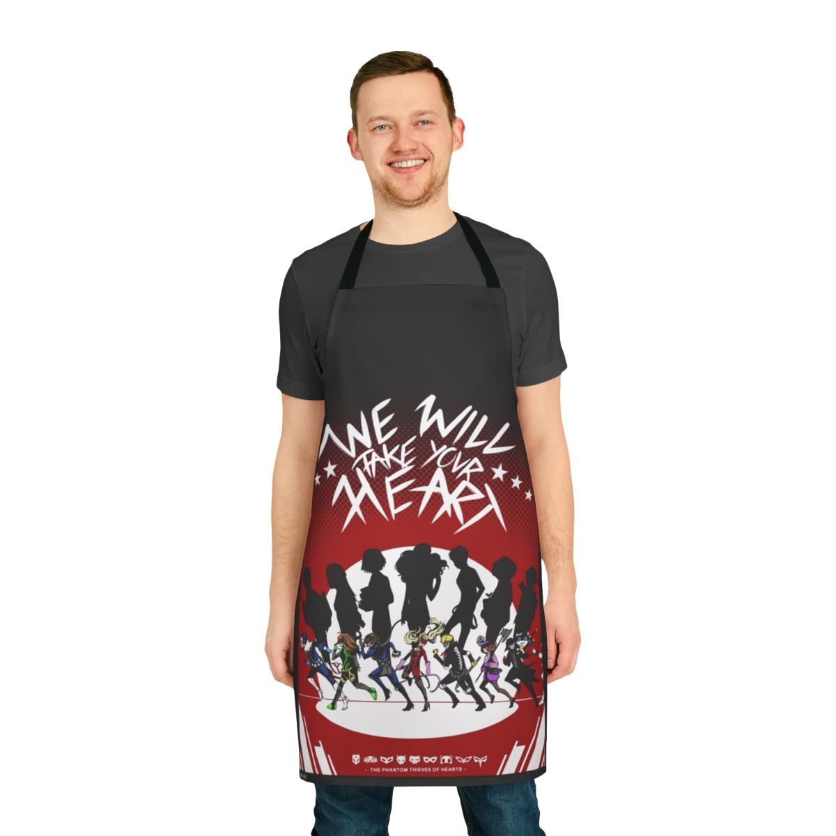 Persona 5 inspired apron featuring artwork of the Phantom Thieves