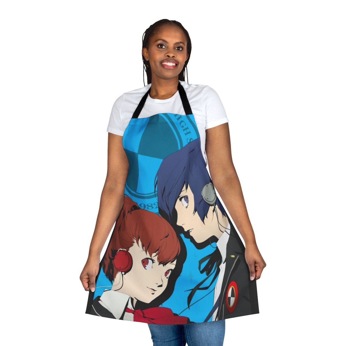 Persona-inspired apron featuring the main protagonists from the Persona video game series