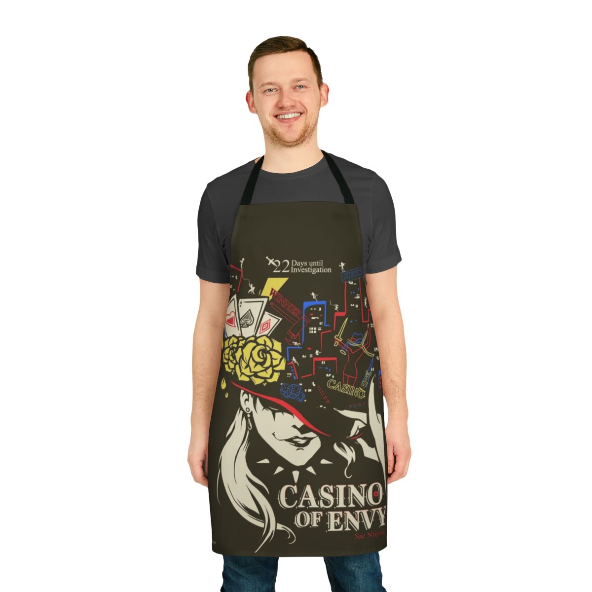 Persona-inspired kitchen apron with Phantom Thieves of Hearts design