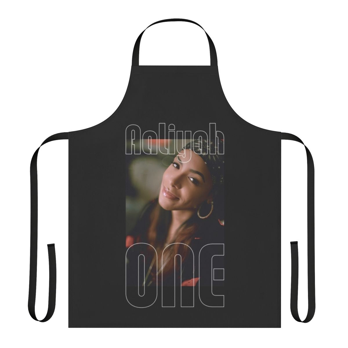 Aaliyah-inspired personalized apron featuring the singer's name and a retro 90s style design