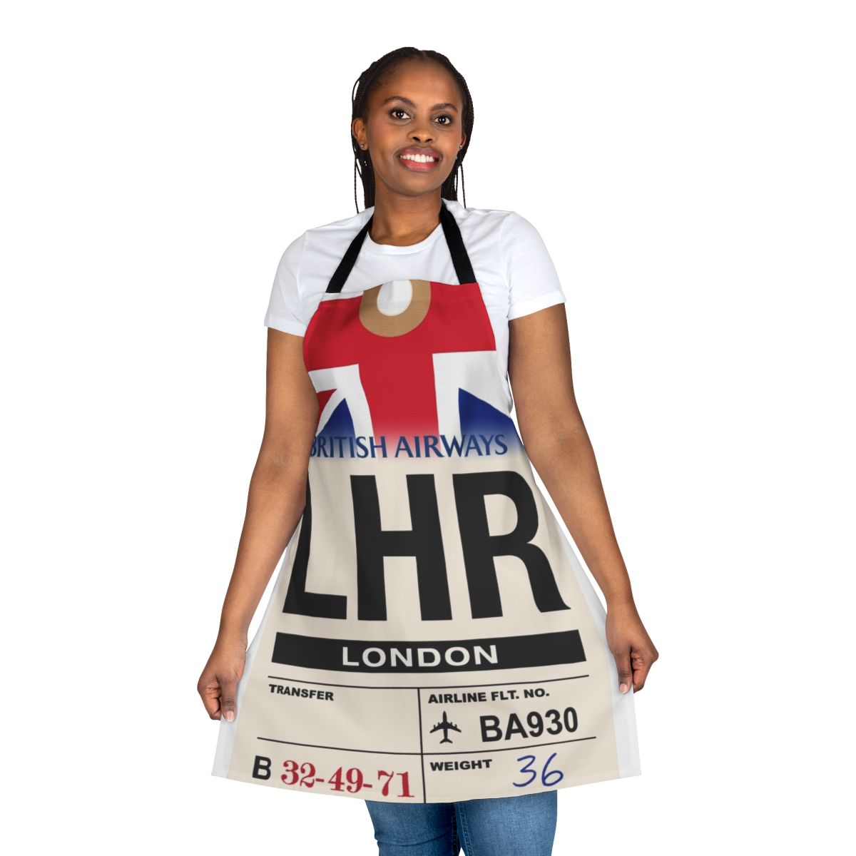 Customizable Airline Luggage Tag Apron with London Heathrow (LHR) Branding