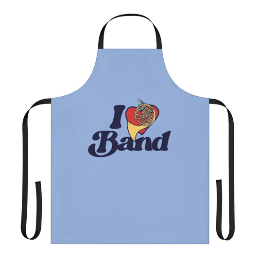 Personalized apron with "I Love Band" design, perfect for band teachers, students, and music enthusiasts