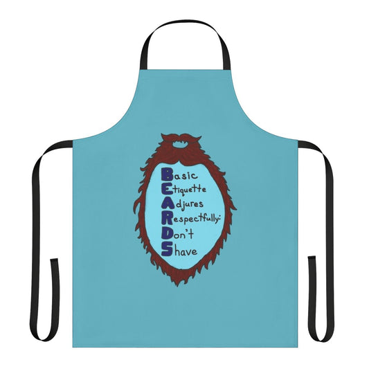 Stylish apron featuring a beard-themed acrostic design, perfect for men with facial hair.