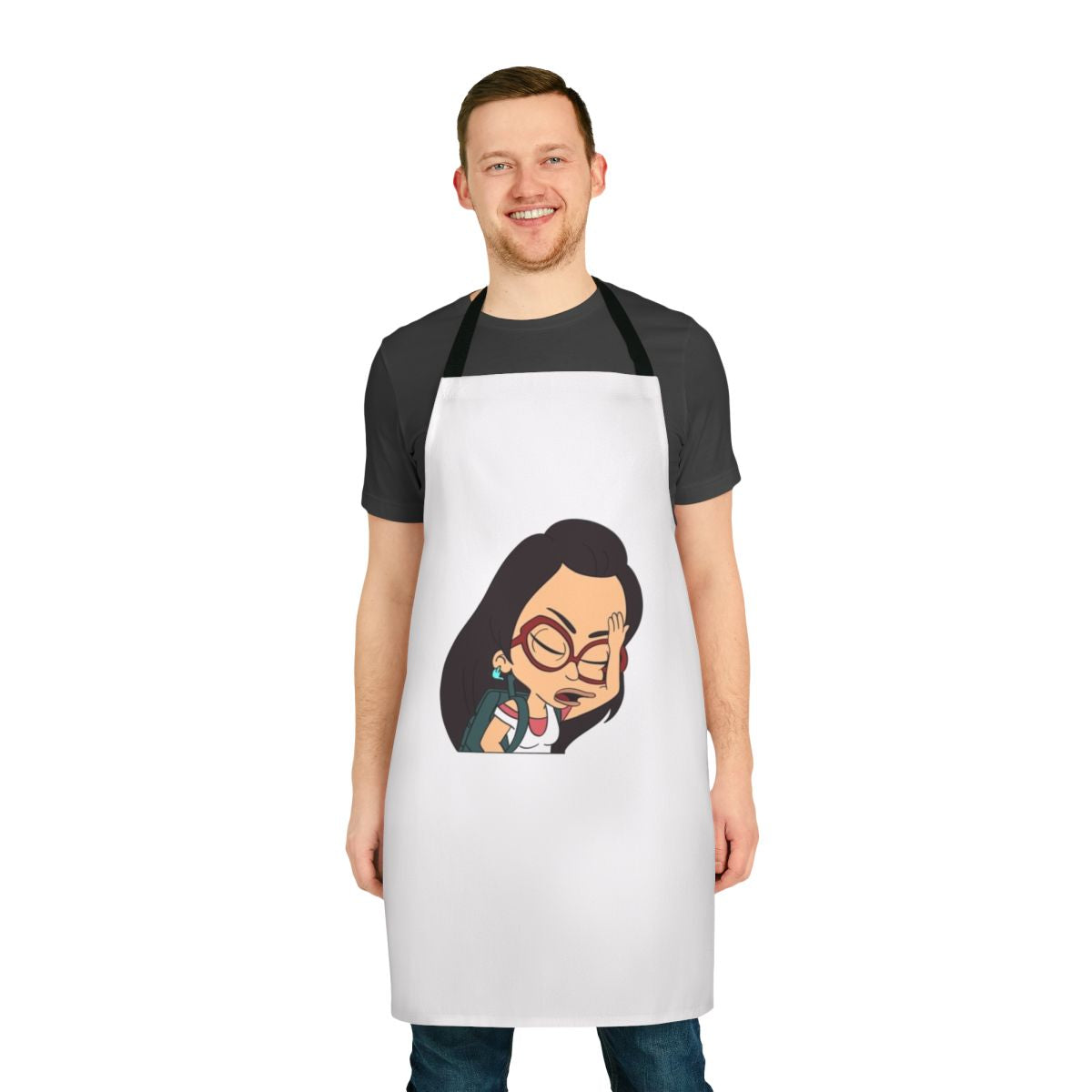 Personalized apron featuring a big mouth character design
