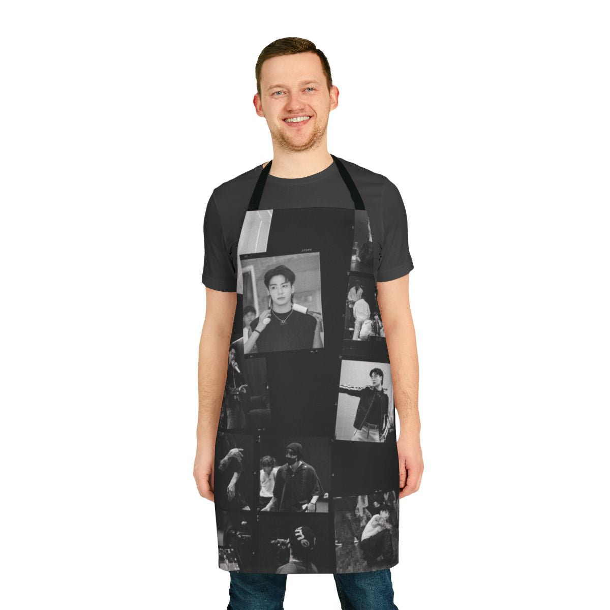Illustration of BTS member Jungkook on a custom apron