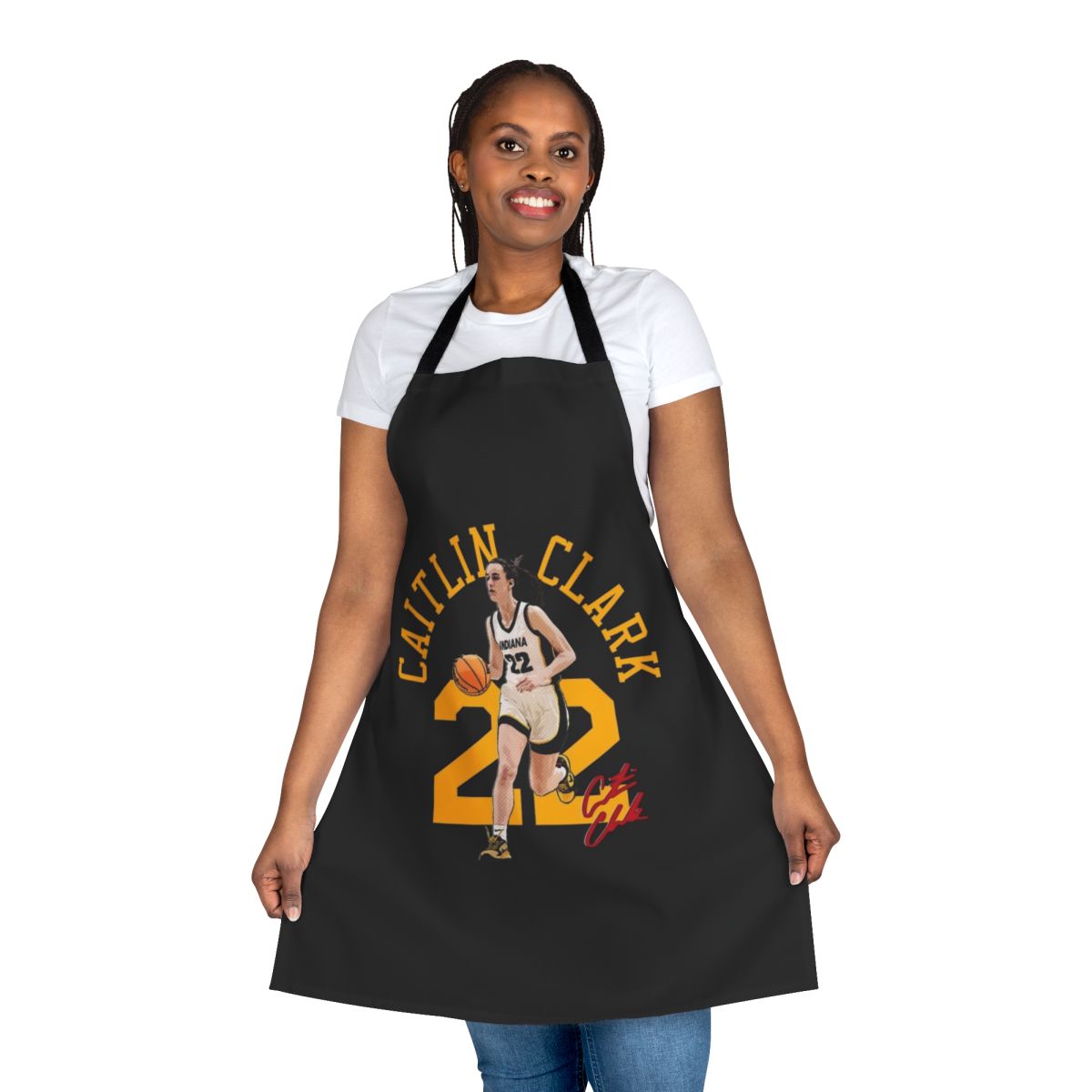 Caitlin Clark inspired apron with her jersey number and basketball design