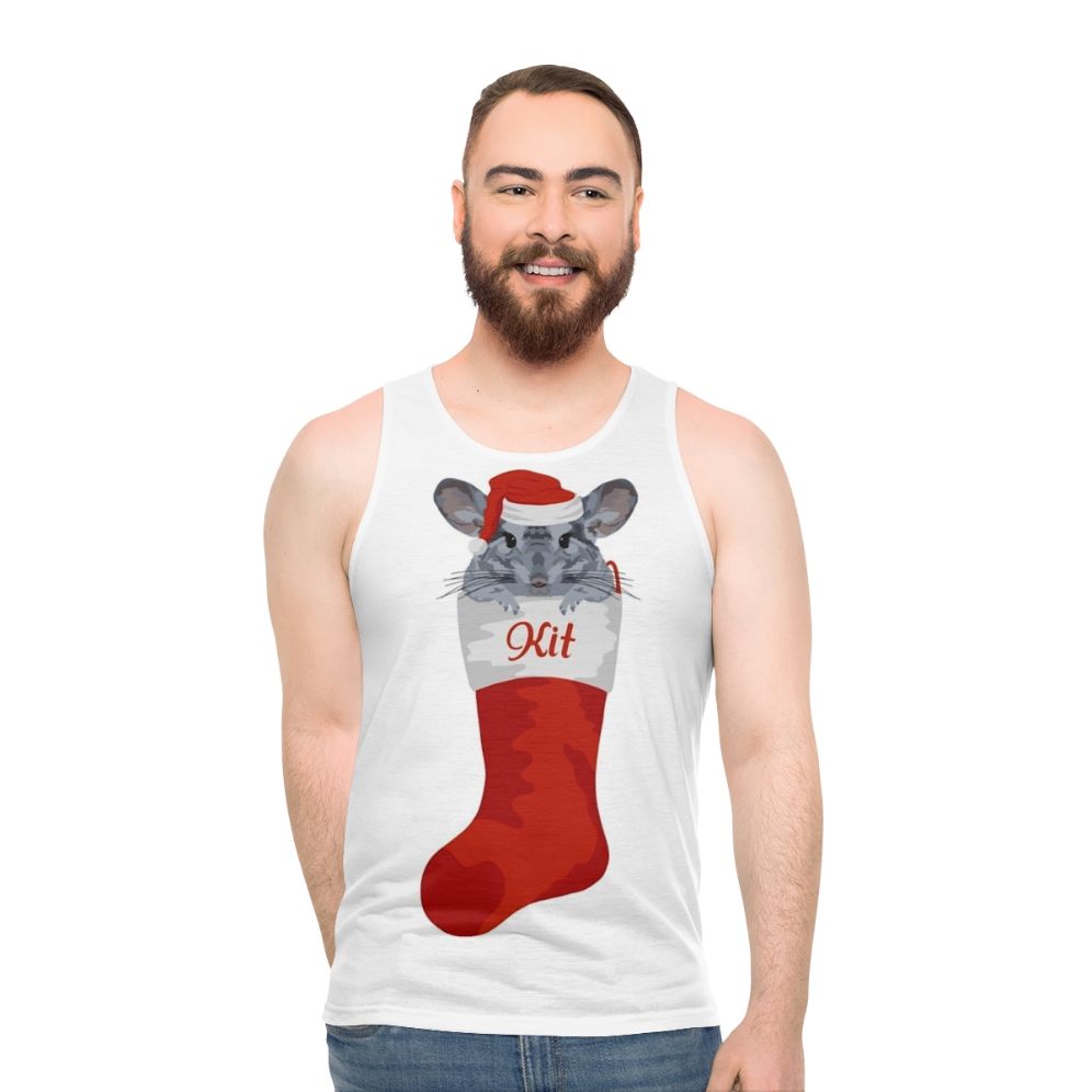 Personalized Chinchilla Christmas Stocking Unisex Tank Top