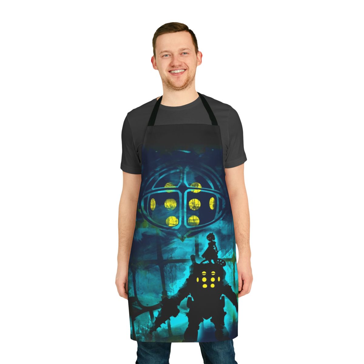 Personalized dad apron featuring video game and nerdy designs