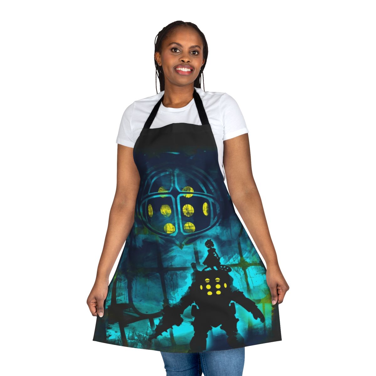 Personalized dad apron featuring video game and nerdy designs