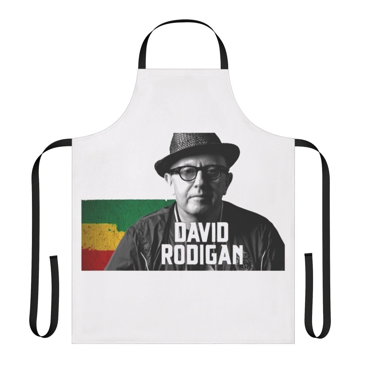 Personalized Apron Featuring David Rodigan's Name and DJ Branding