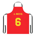 Personalized football-themed apron with an Iniesta design