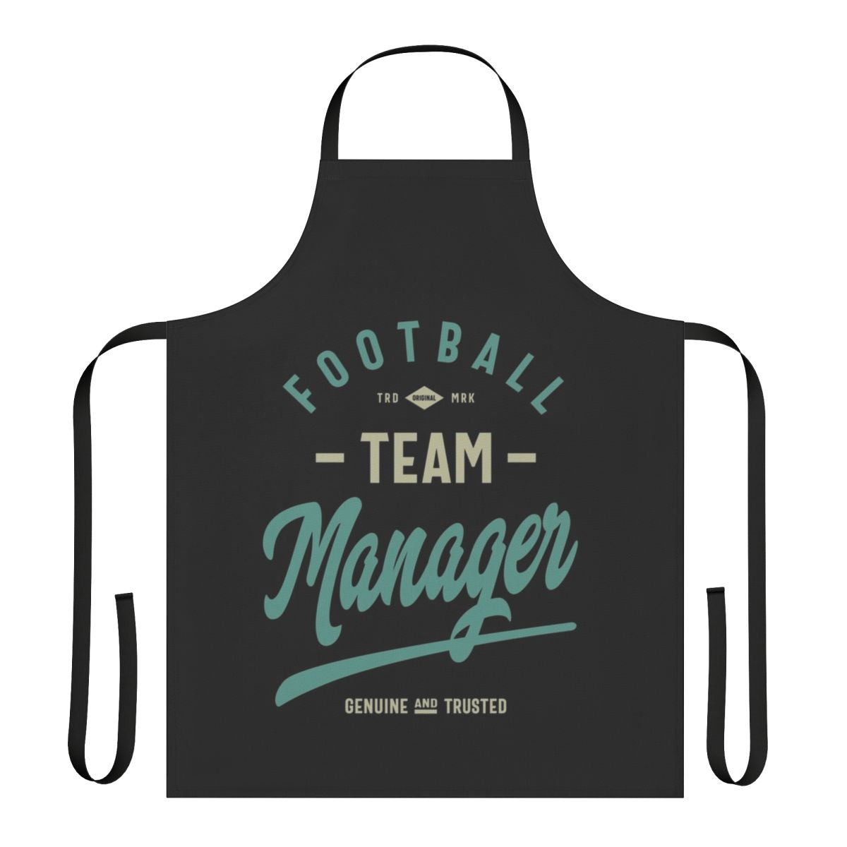 Black and white striped apron with "Football Team Manager" text