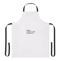 Closeup of a personalized hobbies apron with various hobby icons and designs