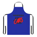 Apron featuring a variety of men's hobby icons and interests like cars, sports, and leisure activities.