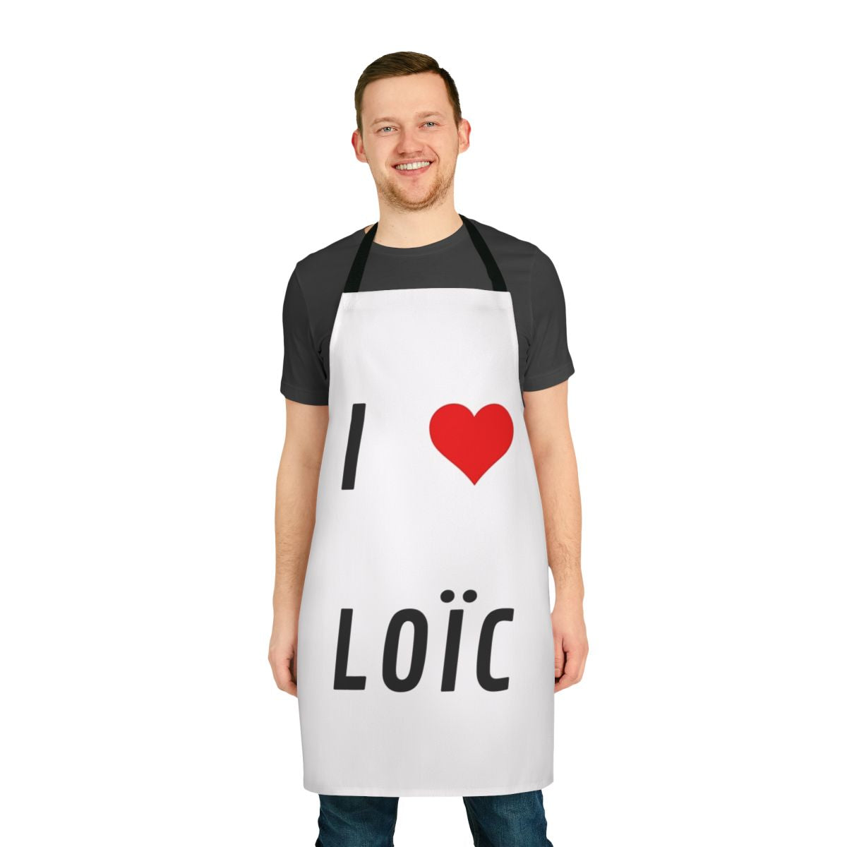 Personalized I Love Loic Apron with chef and cooking graphics