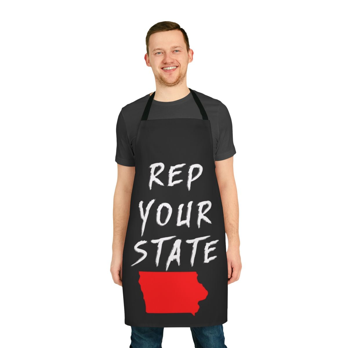 Stylish Iowa state-themed apron for home cooks and kitchen enthusiasts.