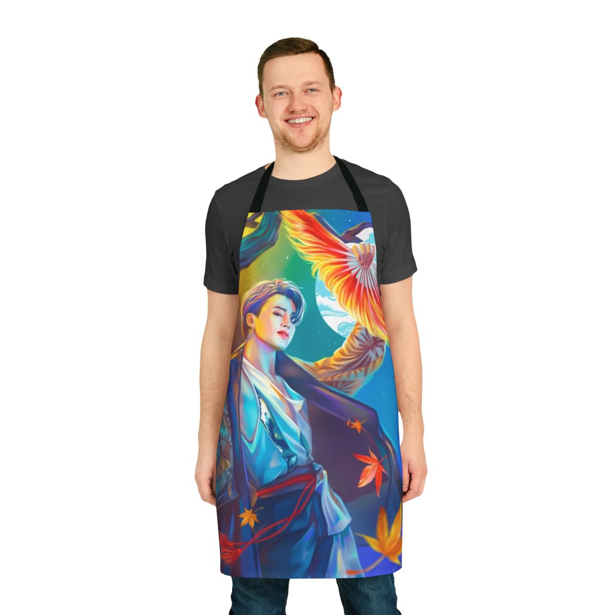 Personalized apron featuring illustrations of BTS members