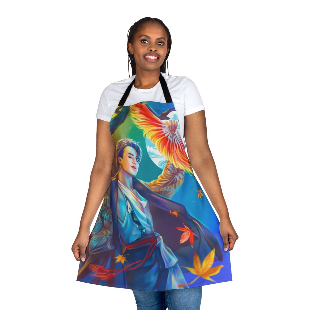 Personalized apron featuring illustrations of BTS members