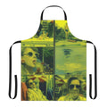A custom apron featuring a colorful design of a hot dog jumping frog in Albuquerque