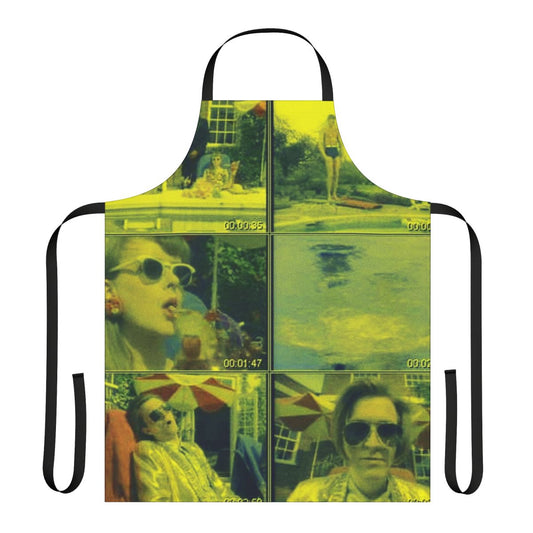 A custom apron featuring a colorful design of a hot dog jumping frog in Albuquerque