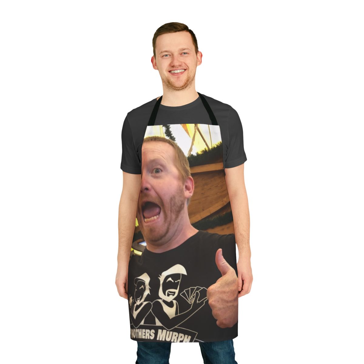 Personalized cooking apron with the text "Jabs The Man The Legend"