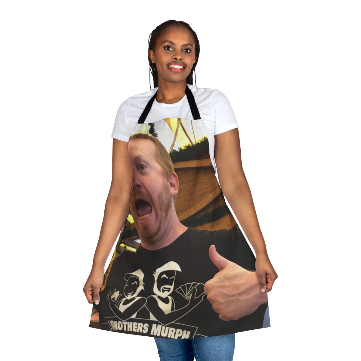 Personalized cooking apron with the text "Jabs The Man The Legend"