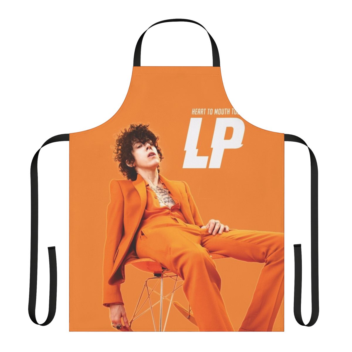 Personalized apron for music lovers featuring the LP Heart to Mouth Tour design