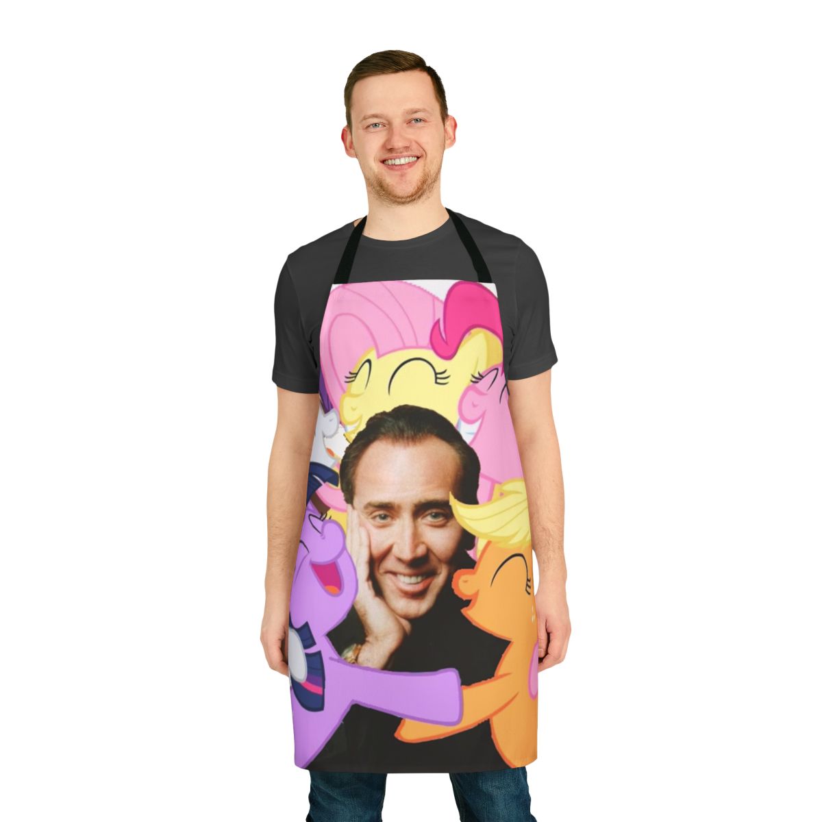 Custom Nicolas Cage themed apron with fan art design